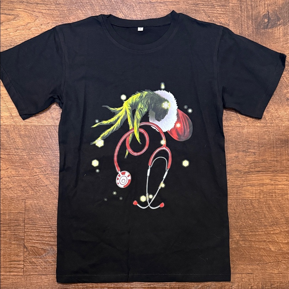 Funny Nurse/Doctor Grinch Christmas Stethoscope Shirt Size S
